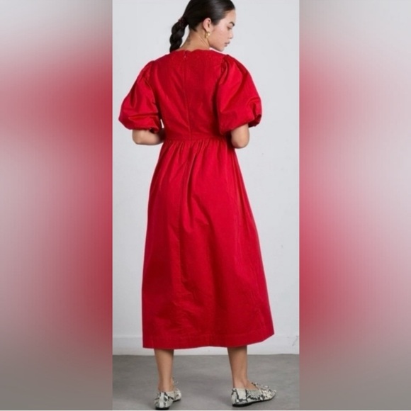 Damson Madder Aria Bow Embroidered Midi Dress EU Size 14/ US Size 10 - Picture 2 of 12